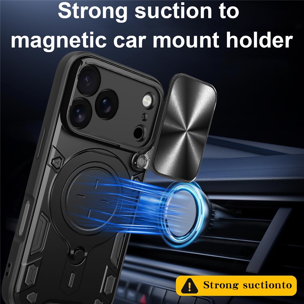  iPhone 17 Pro Skal CamShield Kickstand Hybrid Svart - Teknikhallen.se