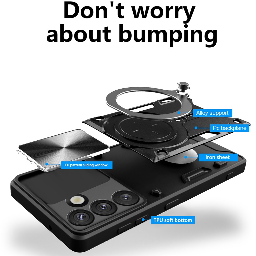  Samsung Galaxy S26 Plus Skal CamShield Kickstand Hybrid Svart - Teknikhallen.se