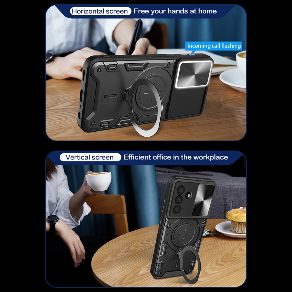  Samsung Galaxy A57 5G Skal CamShield Kickstand Hybrid Svart - Teknikhallen.se