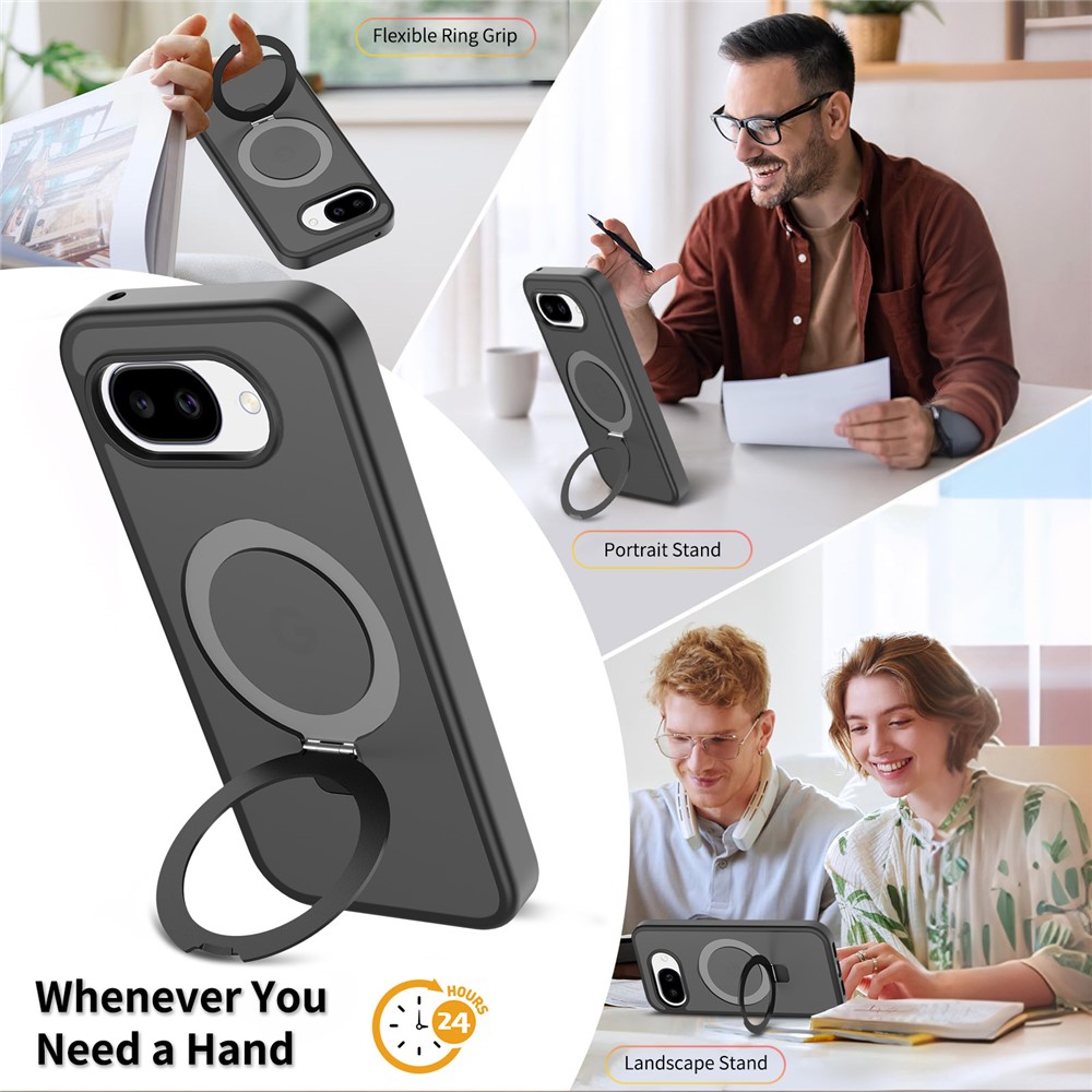  Google Pixel 10a Skal MagSafe Kickstand Hybrid Svart - Teknikhallen.se