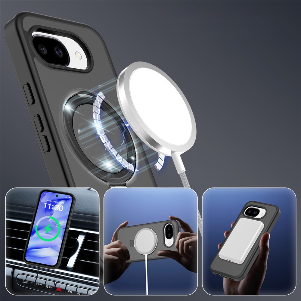  Google Pixel 10a Skal MagSafe Kickstand Hybrid Svart - Teknikhallen.se