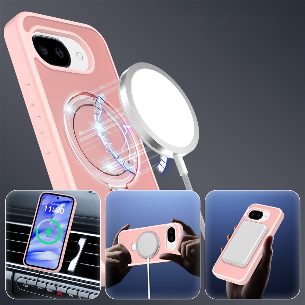  Google Pixel 10a Skal MagSafe Kickstand Hybrid Rosa - Teknikhallen.se