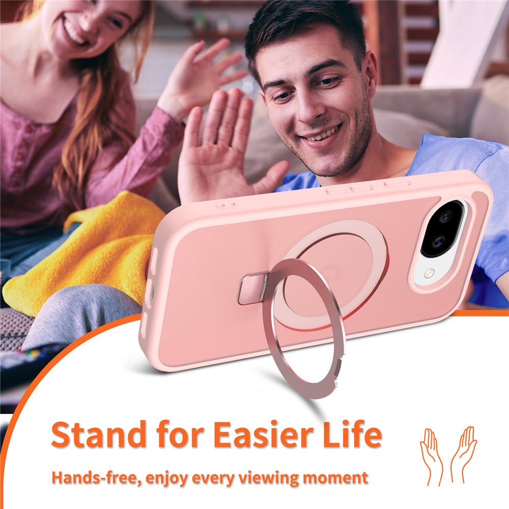  Google Pixel 10a Skal MagSafe Kickstand Hybrid Rosa - Teknikhallen.se