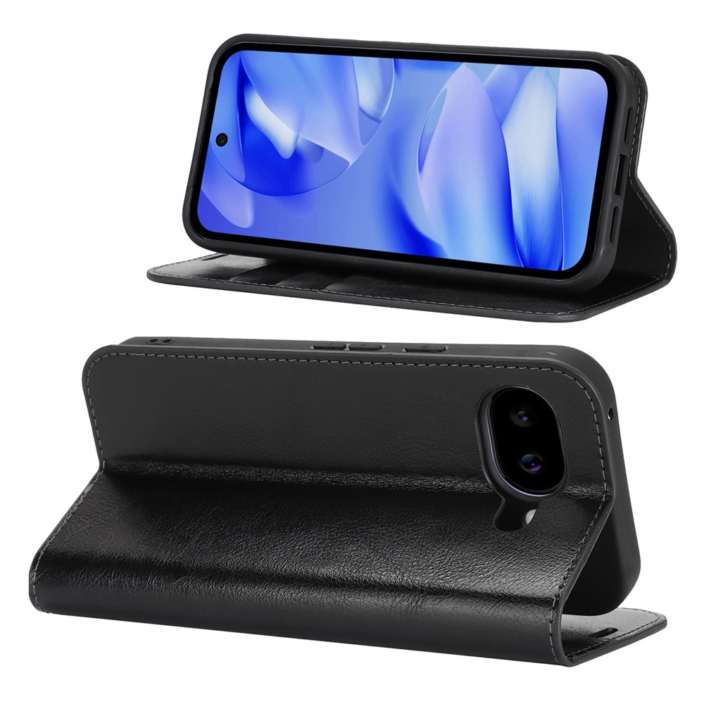  Google Pixel 10a Fodral Flip Äkta Läder Svart - Teknikhallen.se