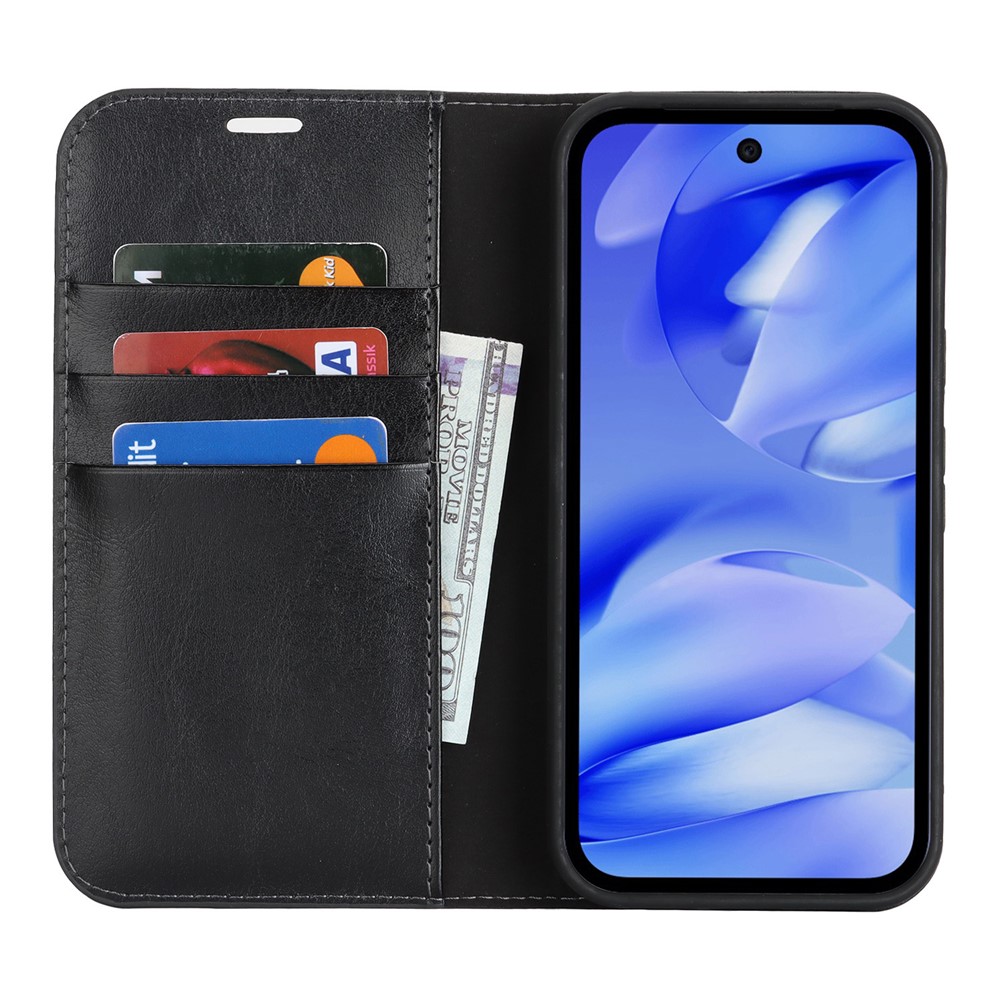  Google Pixel 10a Fodral Flip Äkta Läder Svart - Teknikhallen.se