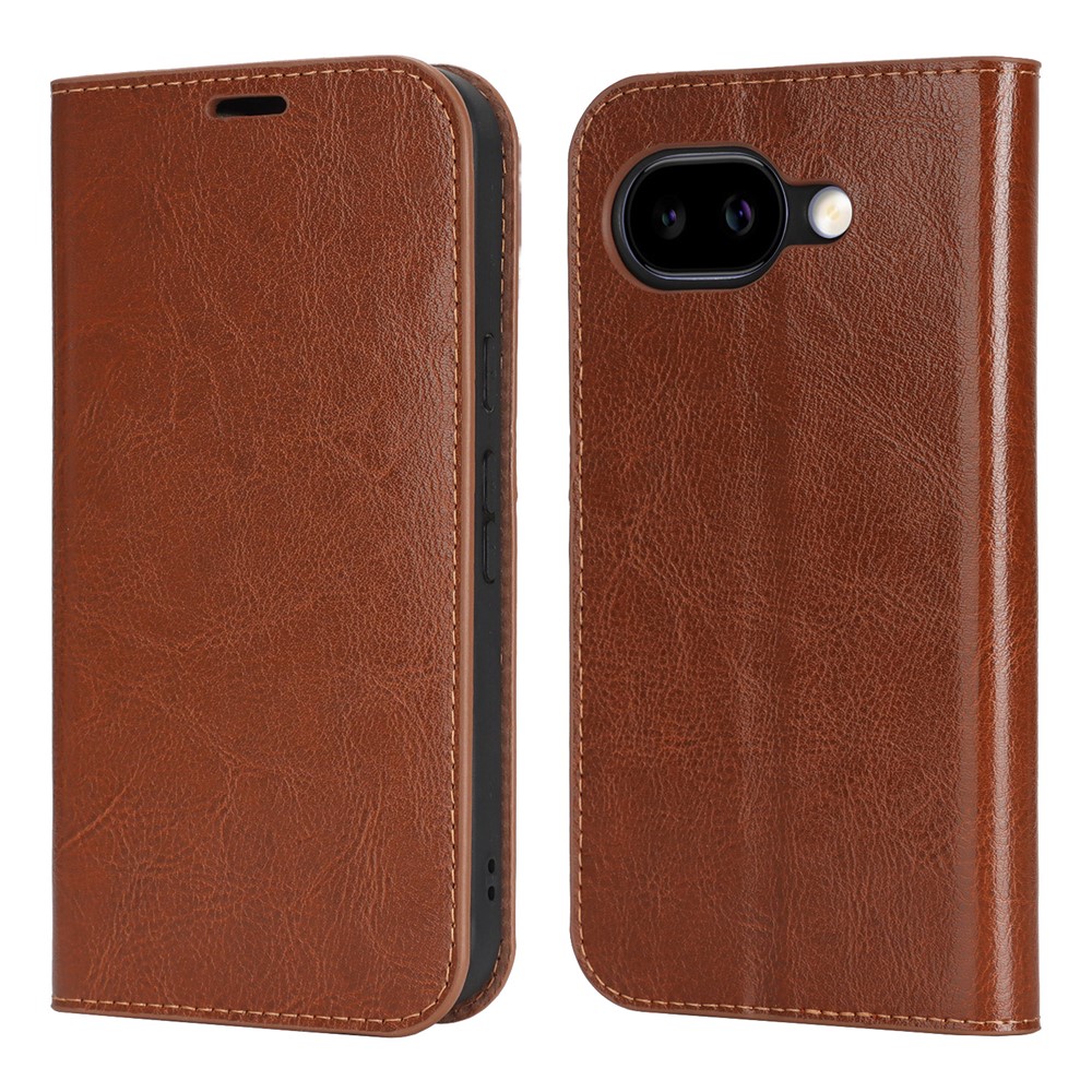  Google Pixel 10a Fodral Flip Äkta Läder Brun - Teknikhallen.se