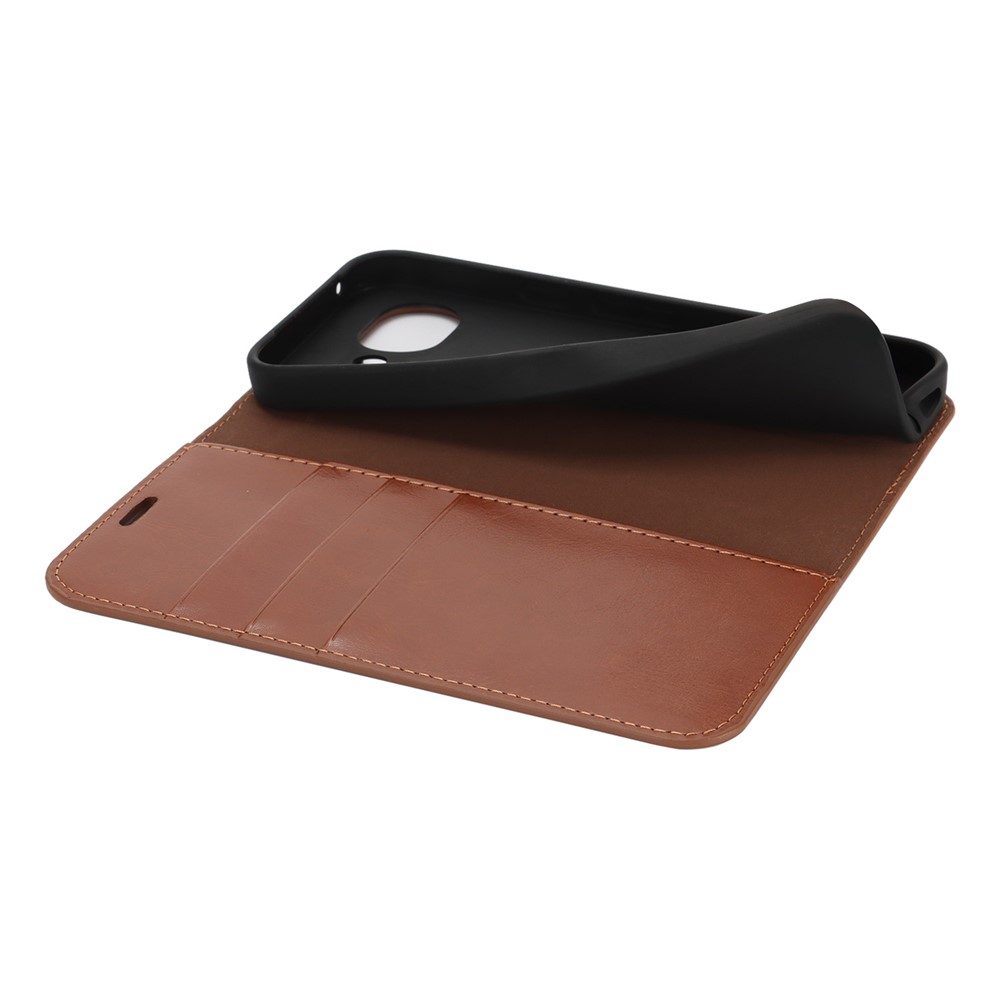  Google Pixel 10a Fodral Flip Äkta Läder Brun - Teknikhallen.se