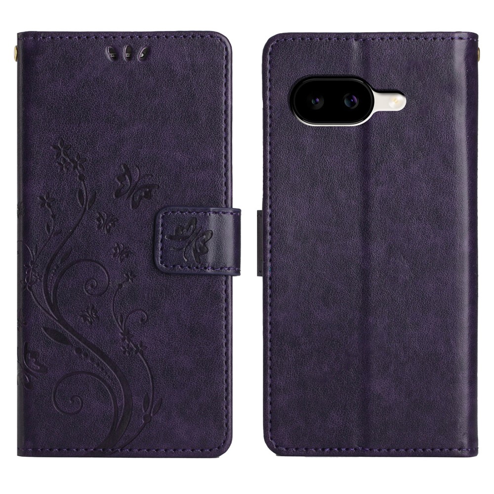  Google Pixel 10a Fodral Med Blommigt Tryck Mörk Lila - Teknikhallen.se