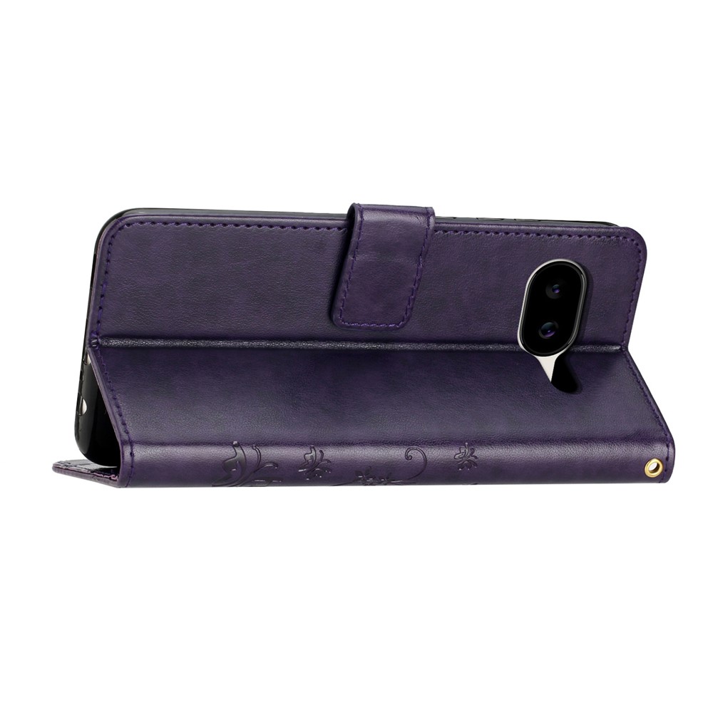  Google Pixel 10a Fodral Med Blommigt Tryck Mörk Lila - Teknikhallen.se