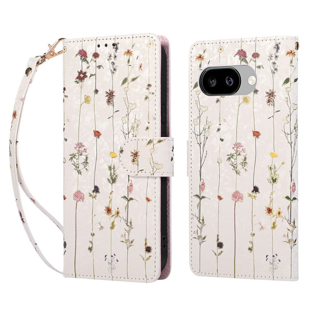  Google Pixel 10a Fodral RFID Läder Små Blommor - Teknikhallen.se