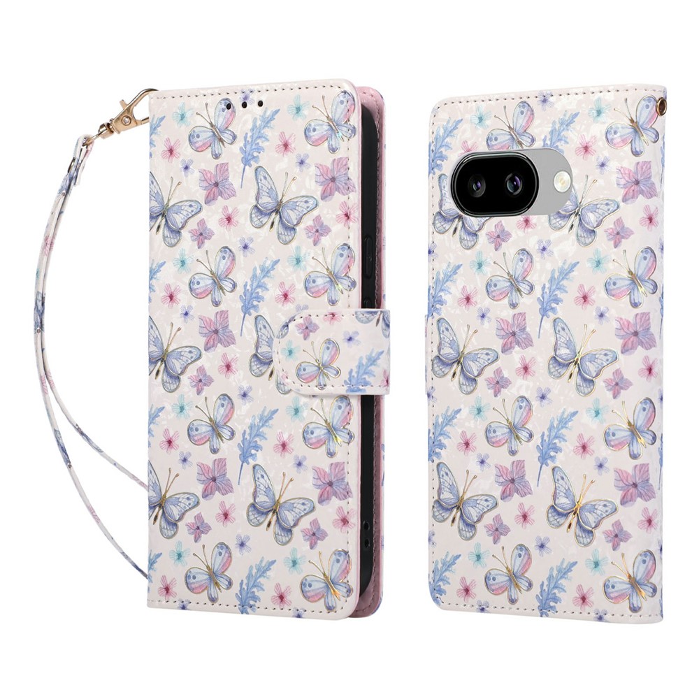  Google Pixel 10a Fodral RFID Läder Fjärilar / Blommor - Teknikhallen.se