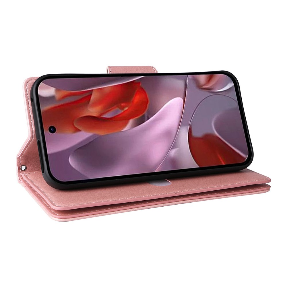  Google Pixel 10a Fodral Med Kortfack Läder Roséguld - Teknikhallen.se