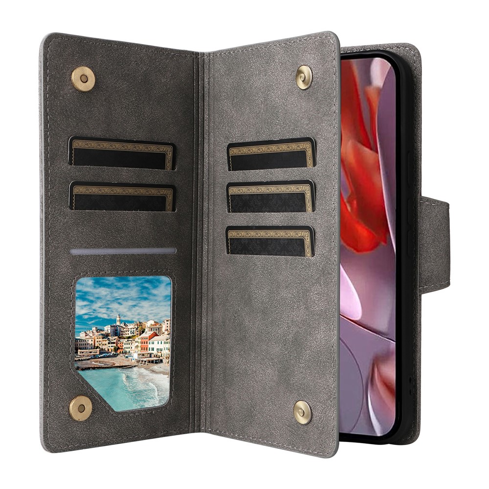  Google Pixel 10a Fodral Med Kortfack Läder Grå - Teknikhallen.se