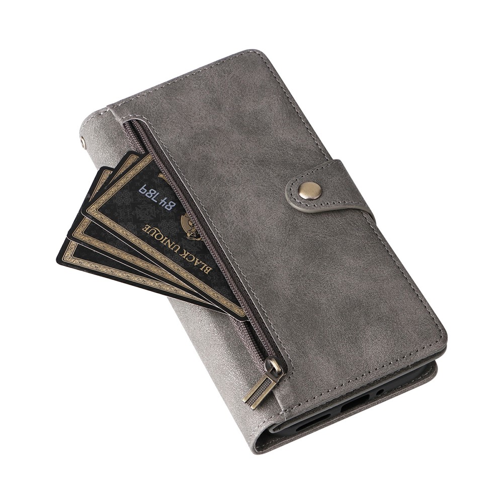  Google Pixel 10a Fodral Med Kortfack Läder Grå - Teknikhallen.se