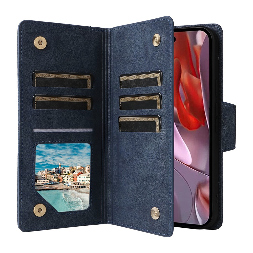  Google Pixel 10a Fodral Med Kortfack Läder Blå - Teknikhallen.se