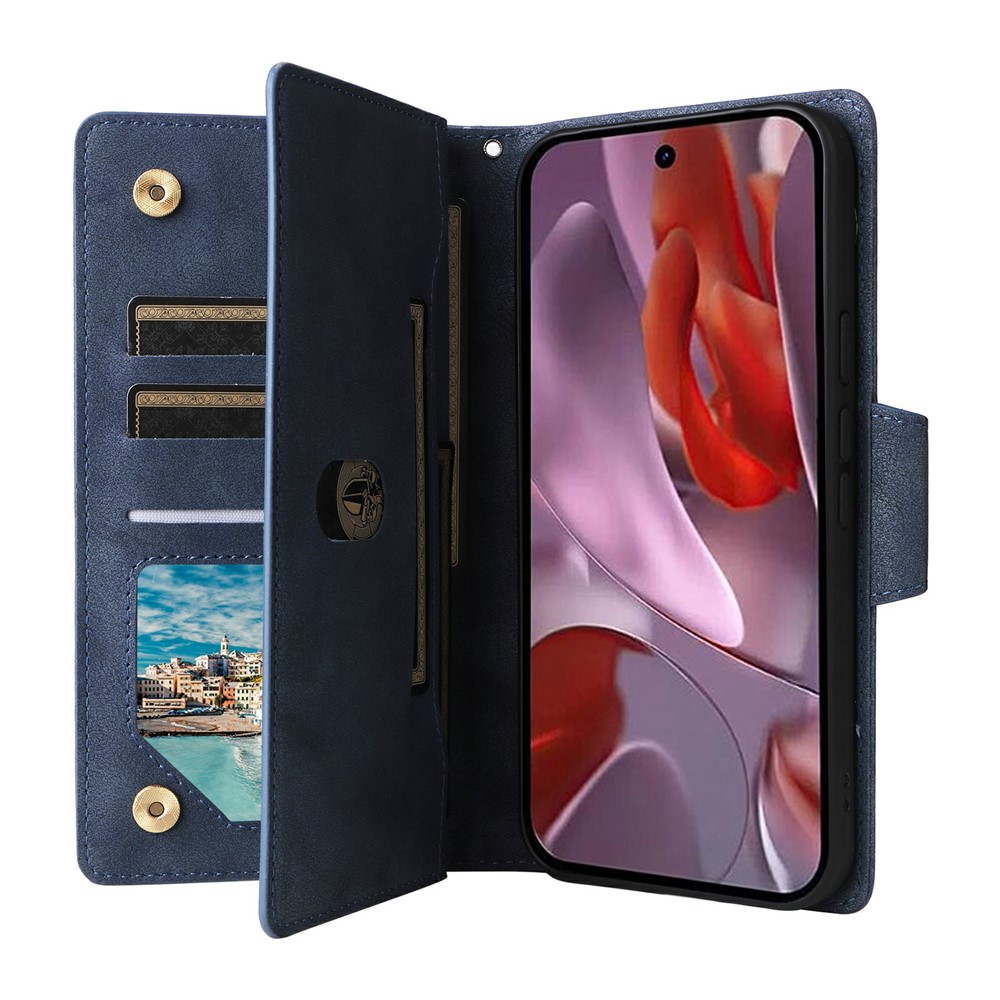  Google Pixel 10a Fodral Med Kortfack Läder Blå - Teknikhallen.se