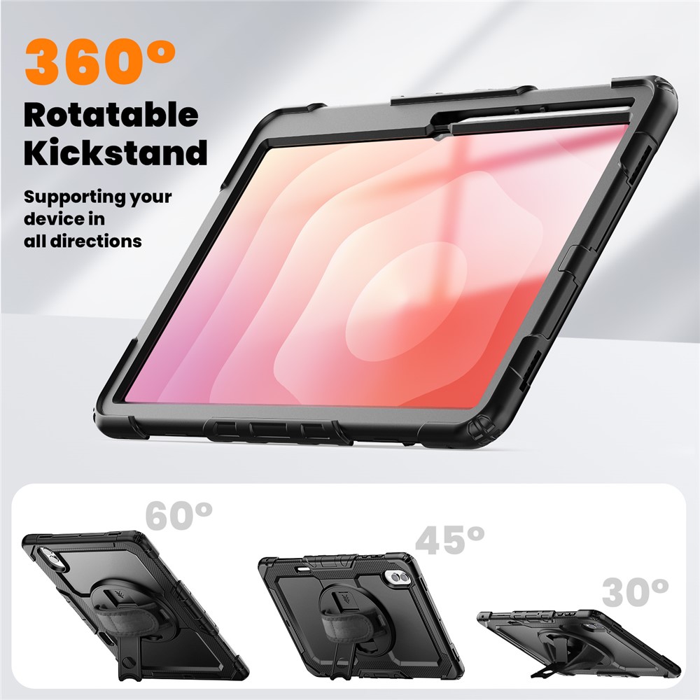  Galaxy Tab S11 Ultra Skal 360 Shockproof Hybrid Kickstand Svart - Teknikhallen.se
