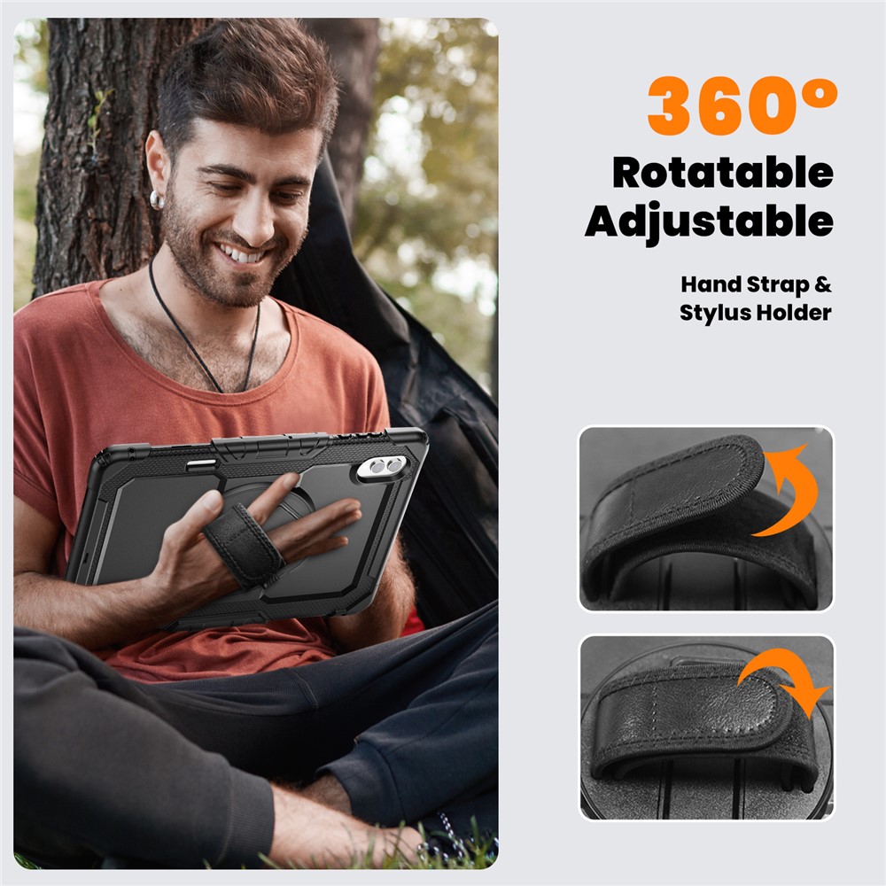  Galaxy Tab S11 Ultra Skal 360 Shockproof Hybrid Kickstand Svart - Teknikhallen.se