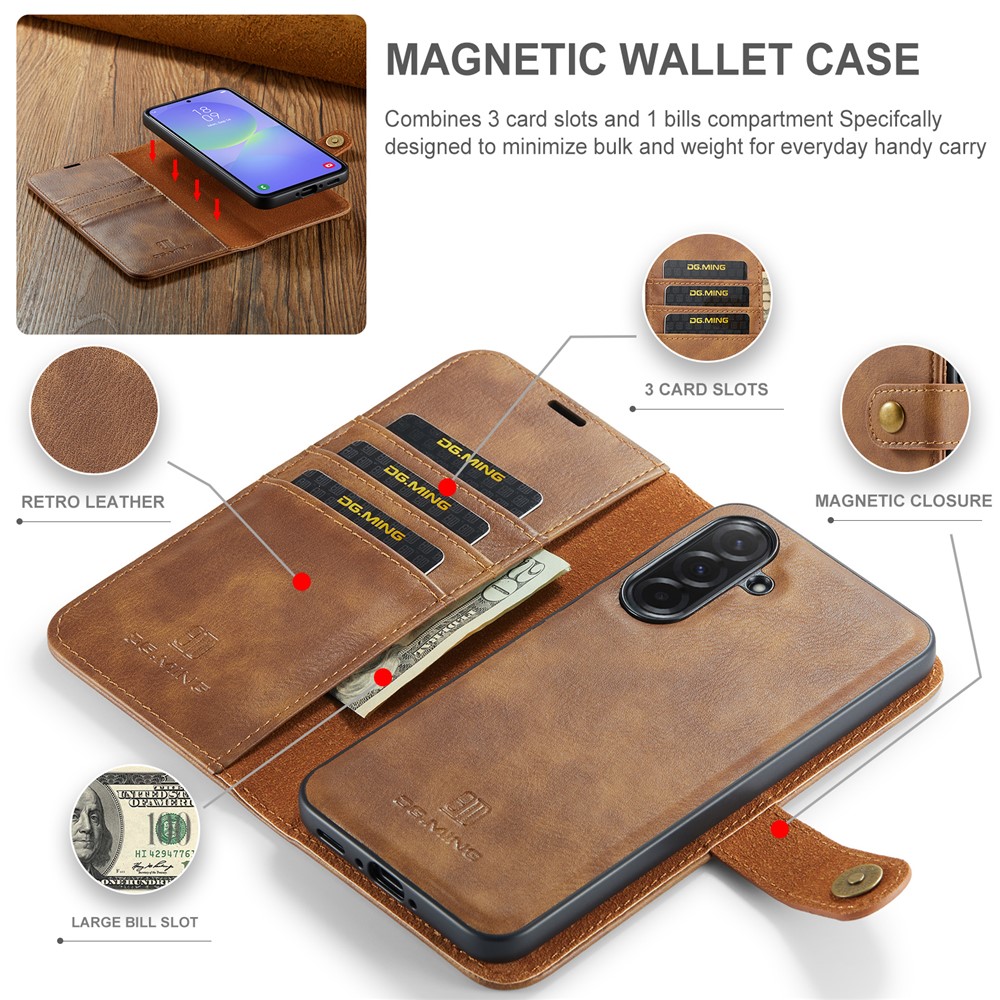 DG.MING DG.MING Samsung Galaxy A37 5G 2in1 Fodral / Skal Brun - Teknikhallen.se