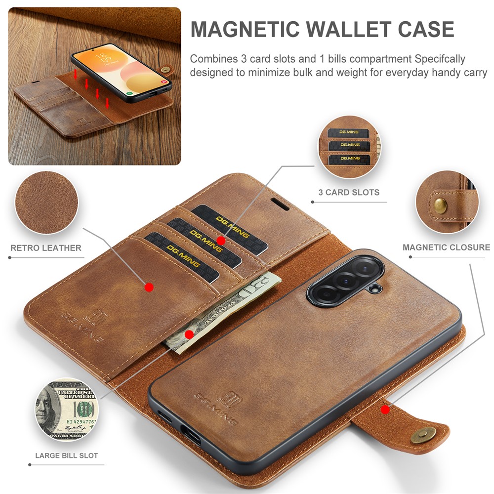 DG.MING DG.MING Samsung Galaxy A57 5G 2in1 Fodral / Skal Brun - Teknikhallen.se