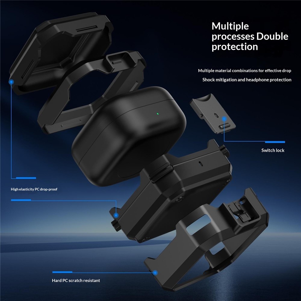  Samsung Galaxy Buds 4/4 Pro Skal Shockproof Hybrid Svart - Teknikhallen.se