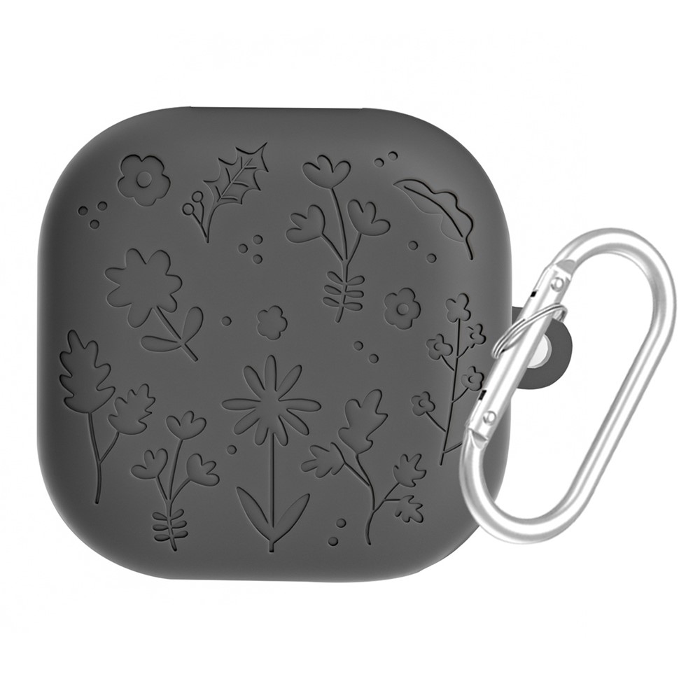  Samsung Galaxy Buds 4 / 4 Pro Skal Silikon Blommigt Tryck Grå - Teknikhallen.se