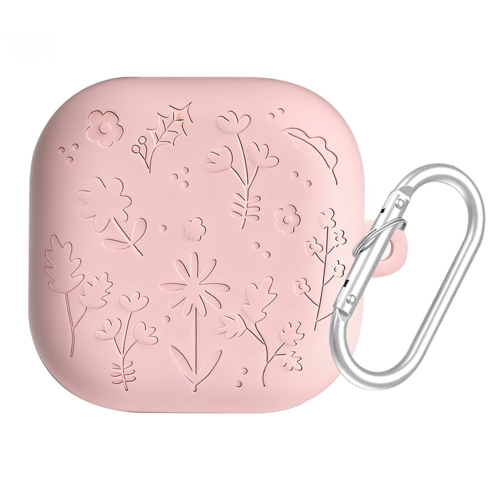 Samsung Galaxy Buds 4 / 4 Pro Skal Silikon Blommigt Tryck Rosa - Teknikhallen.se