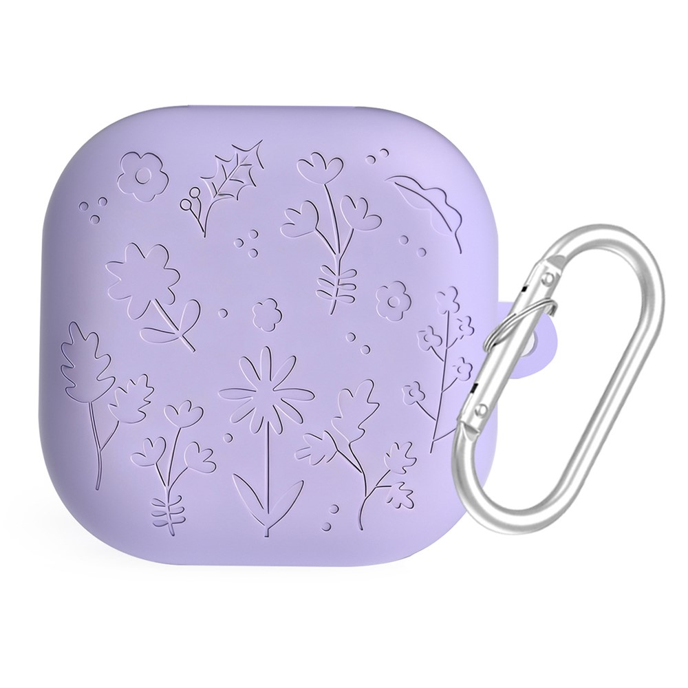  Samsung Galaxy Buds 4 / 4 Pro Skal Silikon Blommigt Tryck Lila - Teknikhallen.se