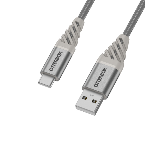 OtterBox OtterBox Premium 1m USB-C - USB-A Kabel Nylonflätad Grå - Teknikhallen.se