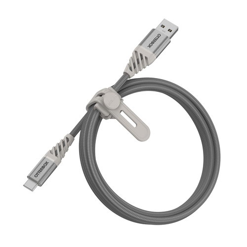 OtterBox OtterBox Premium 1m USB-C - USB-A Kabel Nylonflätad Grå - Teknikhallen.se