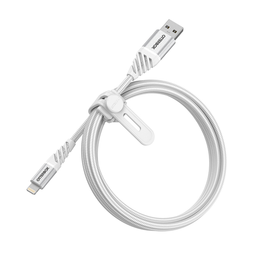 OtterBox OtterBox Premium 1m Lightning - USB-A Kabel Nylonflätad Vit - Teknikhallen.se