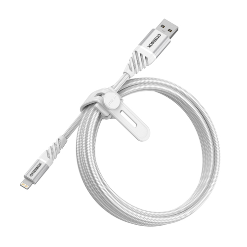 OtterBox OtterBox Premium 2m MFi Lightning - USB-A Kabel Nylonflätad Vit - Teknikhallen.se