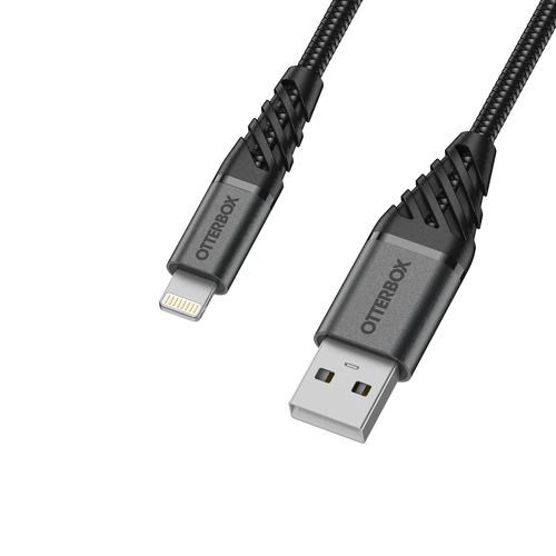 OtterBox OtterBox Premium 1m Lightning - USB-A Kabel Nylonflätad Svart - Teknikhallen.se