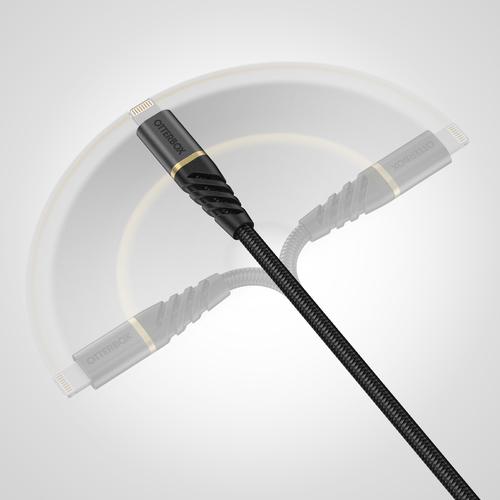 OtterBox OtterBox Premium 1m USB-C - Lightning Kabel Nylonflätad Vit - Teknikhallen.se