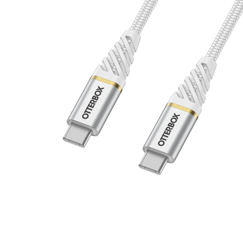OtterBox OtterBox Premium 1m PD USB-C - USB-C Kabel Nylonflätad Vit - Teknikhallen.se