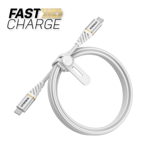 OtterBox OtterBox Premium 1m PD USB-C - USB-C Kabel Nylonflätad Vit - Teknikhallen.se