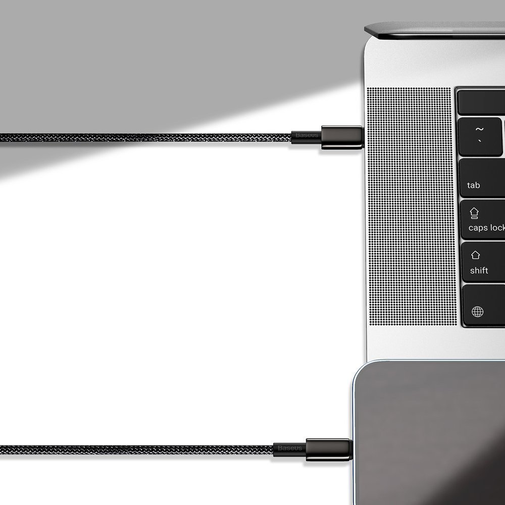 BASEUS Baseus 2m 20W PD USB-C - Lightning Fltad Nylon Kabel - Svart - Teknikhallen.se