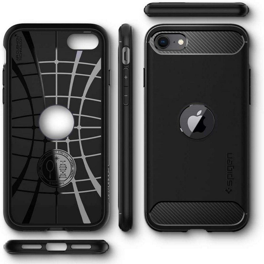 Spigen iPhone 7/8/SE (2020/2022) - Spigen Rugged Armor Skal - Svart - Teknikhallen.se