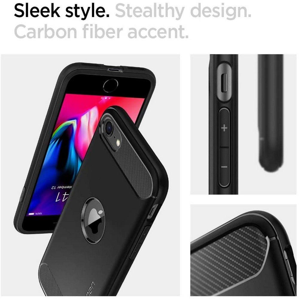 Spigen iPhone 7/8/SE (2020/2022) - Spigen Rugged Armor Skal - Svart - Teknikhallen.se