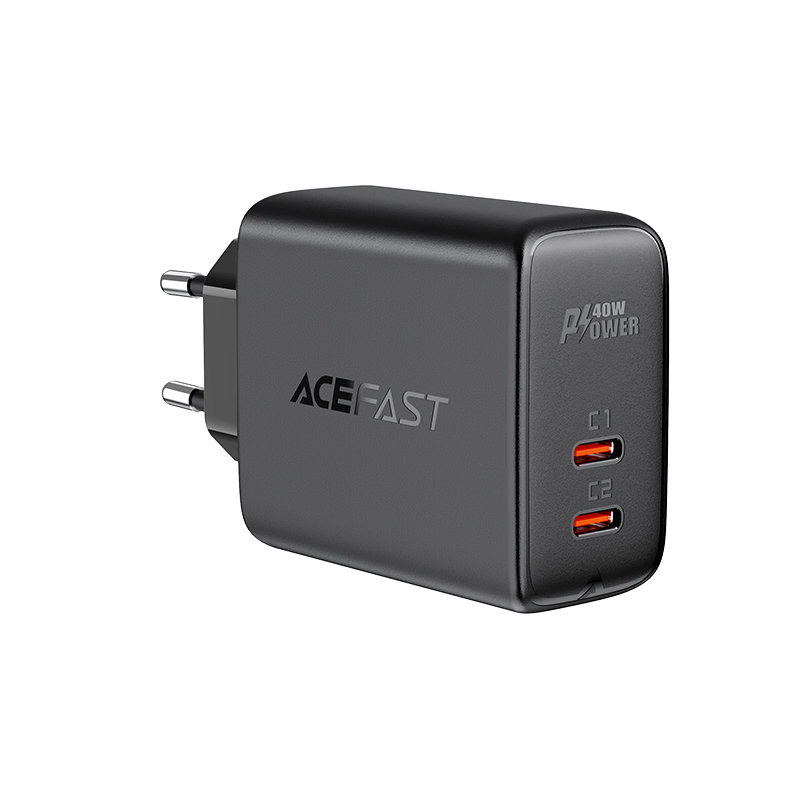 Acefast Acefast 40W PD QC PPS 2x USB-C Vggladdare Svart - Teknikhallen.se