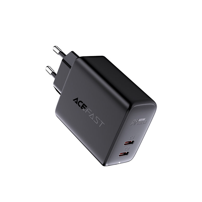 Acefast Acefast 40W PD QC PPS 2x USB-C Vggladdare Svart - Teknikhallen.se