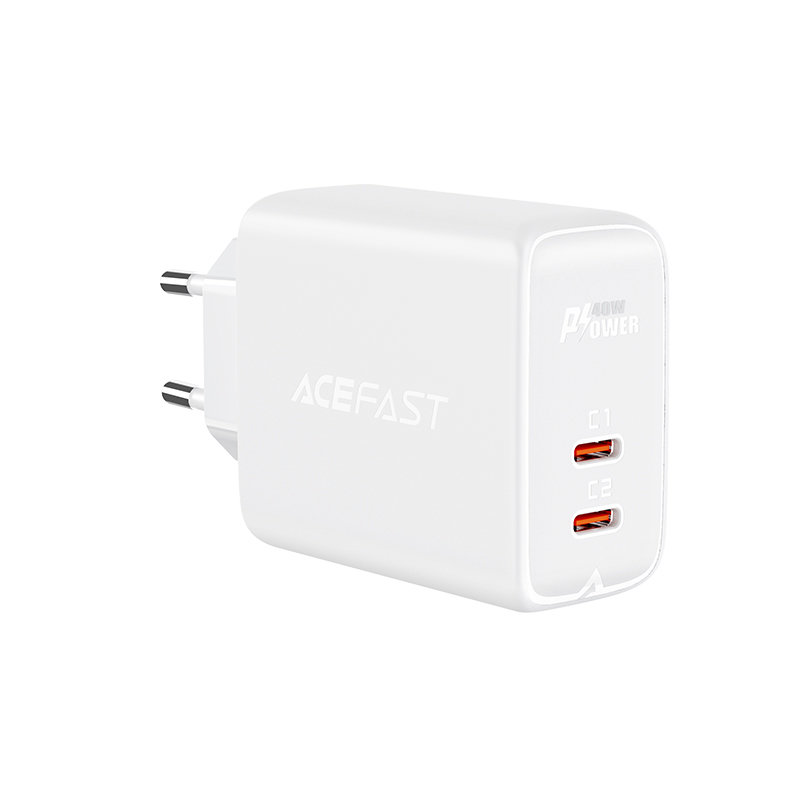 Acefast Acefast 40W PD PPS QC 2x USB-C Vggladdare Vit - Teknikhallen.se