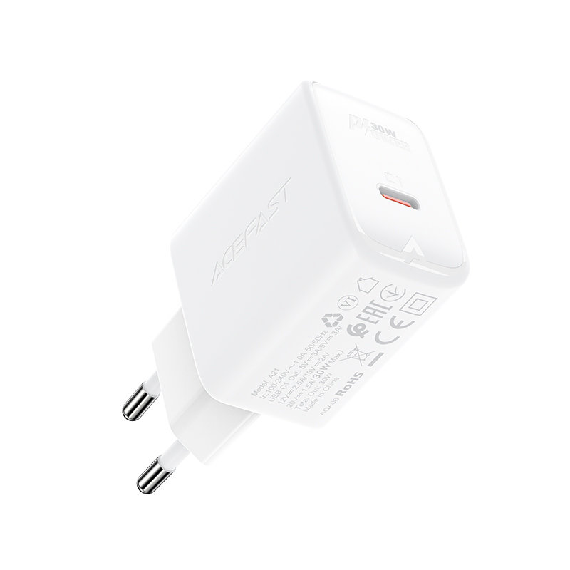 Acefast Acefast 30W GaN PD QC USB-C Vggladdare Vit - Teknikhallen.se