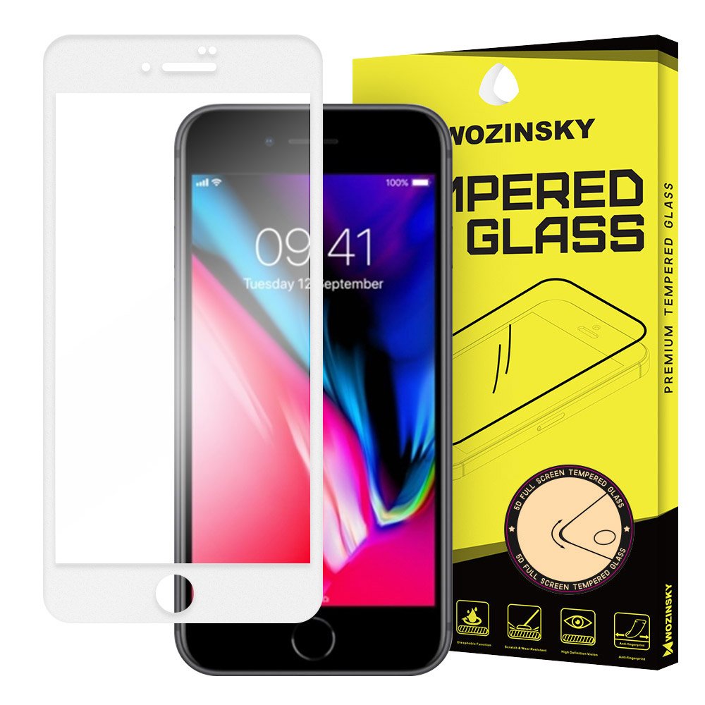 Wozinsky iPhone 7/8/SE (2020/2022) - Wozinsky Heltckande Skrmskydd - Vit - Teknikhallen.se