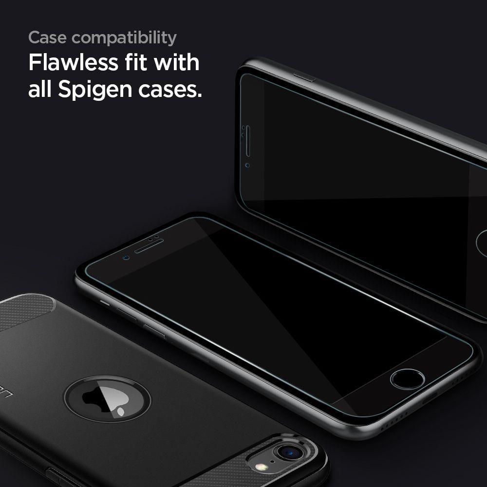 Spigen iPhone 7/8/SE 2020/2022 Spigen 2-PACK Heltäckande Skärmskydd Härdat Glas - Teknikhallen.se