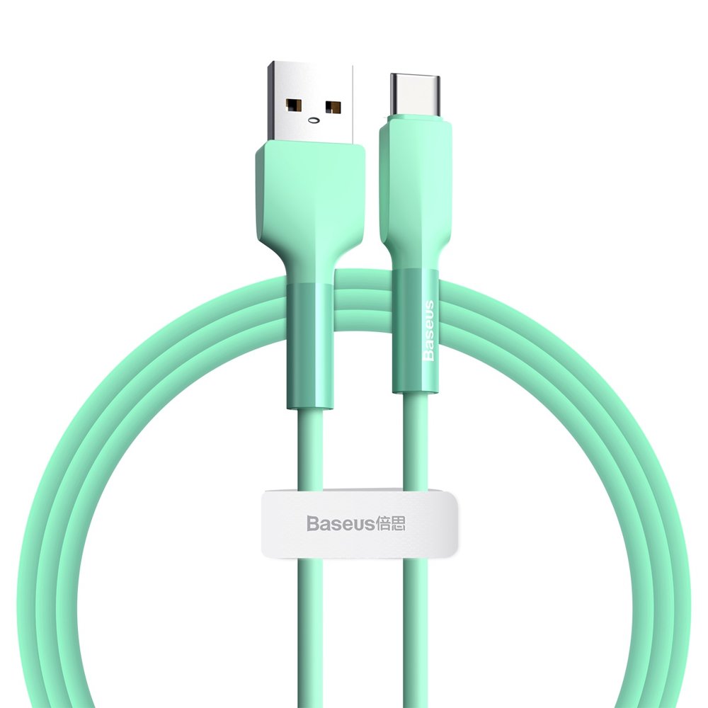 BASEUS Baseus Silica Gel 1m 3A USB-C Kabel - Grn - Teknikhallen.se