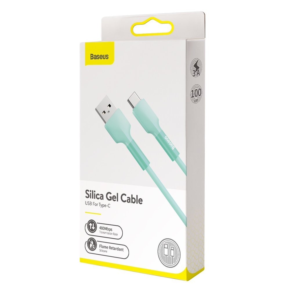 BASEUS Baseus Silica Gel 1m 3A USB-C Kabel - Grn - Teknikhallen.se