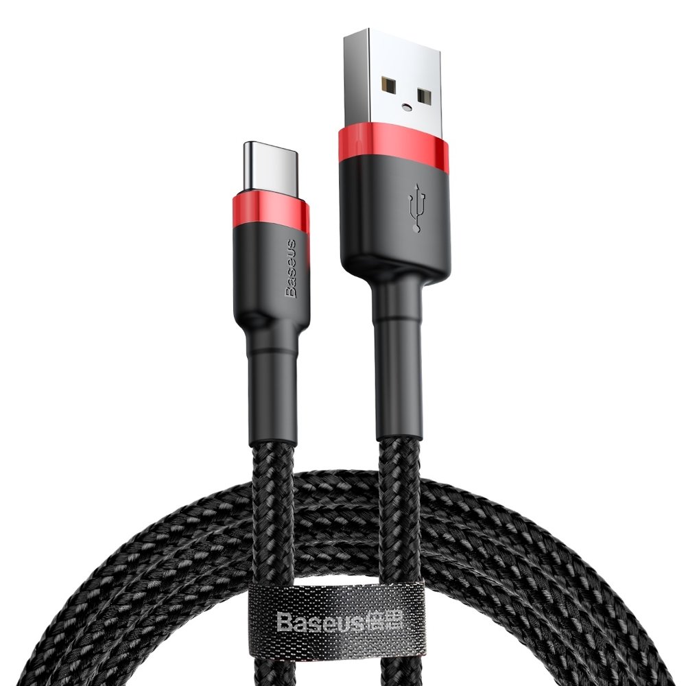 BASEUS Baseus Cafule 3m USB-C QC3.0 Laddningskabel - Svart/Röd - Teknikhallen.se