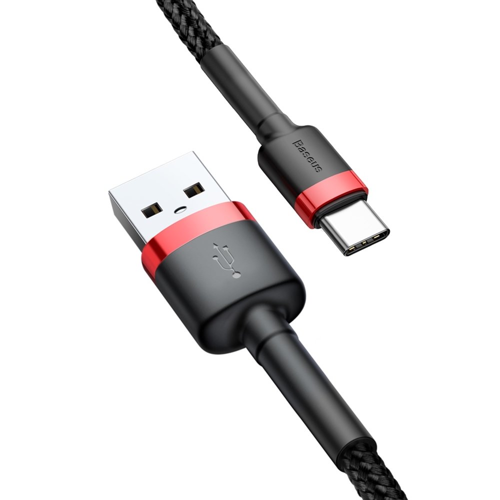 BASEUS Baseus Cafule 3m USB-C QC3.0 Laddningskabel - Svart/Röd - Teknikhallen.se