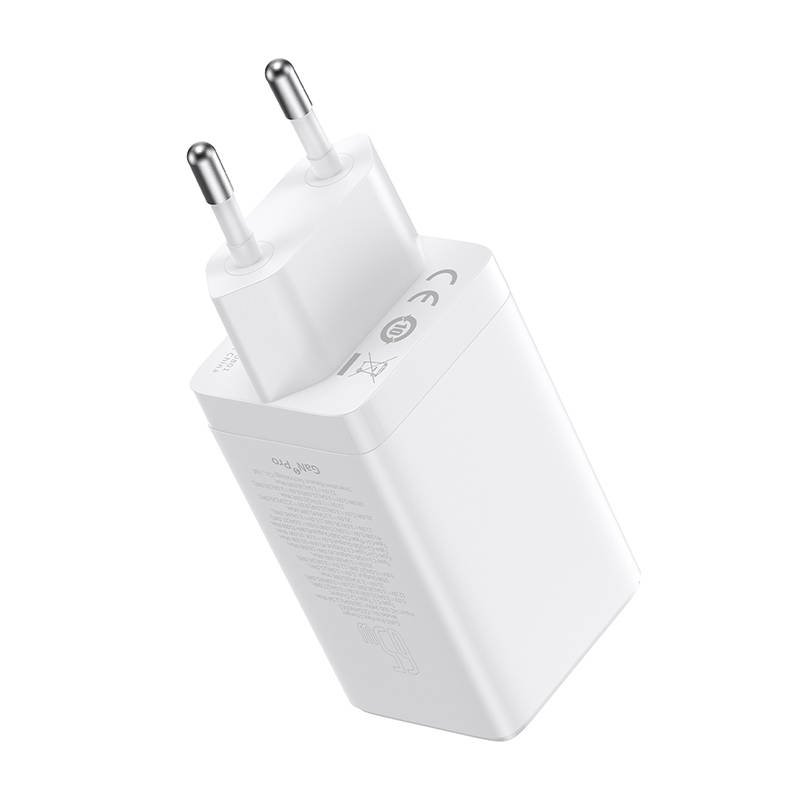 BASEUS Baseus 65W GaN5 Pro Väggladdare 2x USB-C 1x USB-A Vit - Teknikhallen.se